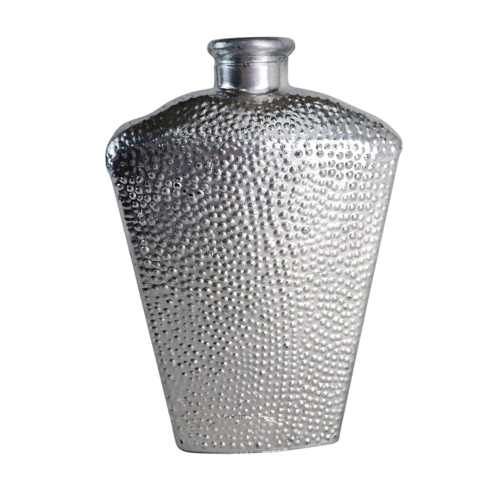 Vtg Metallic‎ Silver 8" Glass Coffin Bottle, Vase Decor Whimsigoth Academia Glam